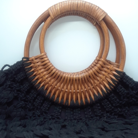 Boho Macrame & Rattan handbag - Picture 4 of 7